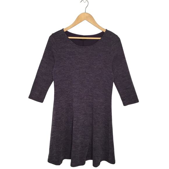 Everly Dresses & Skirts - Everly Sweater Dress Womens M Fit Flare Sleeve Round Neck 3/4 Sleeve Purple